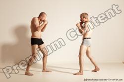 Underwear Martial art Man - Man White Moving poses Slim Short Blond Dynamic poses Academic